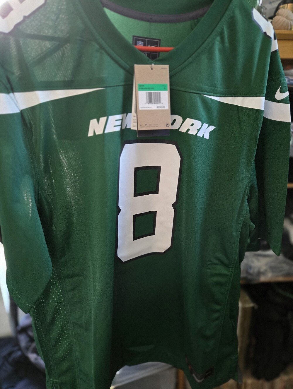 Nike Green New York Jets Football Jersey #8 Rodgers with White Accents